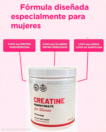 Creatina Monohidrato - Fuerza Femenina Activa 💪🌸
