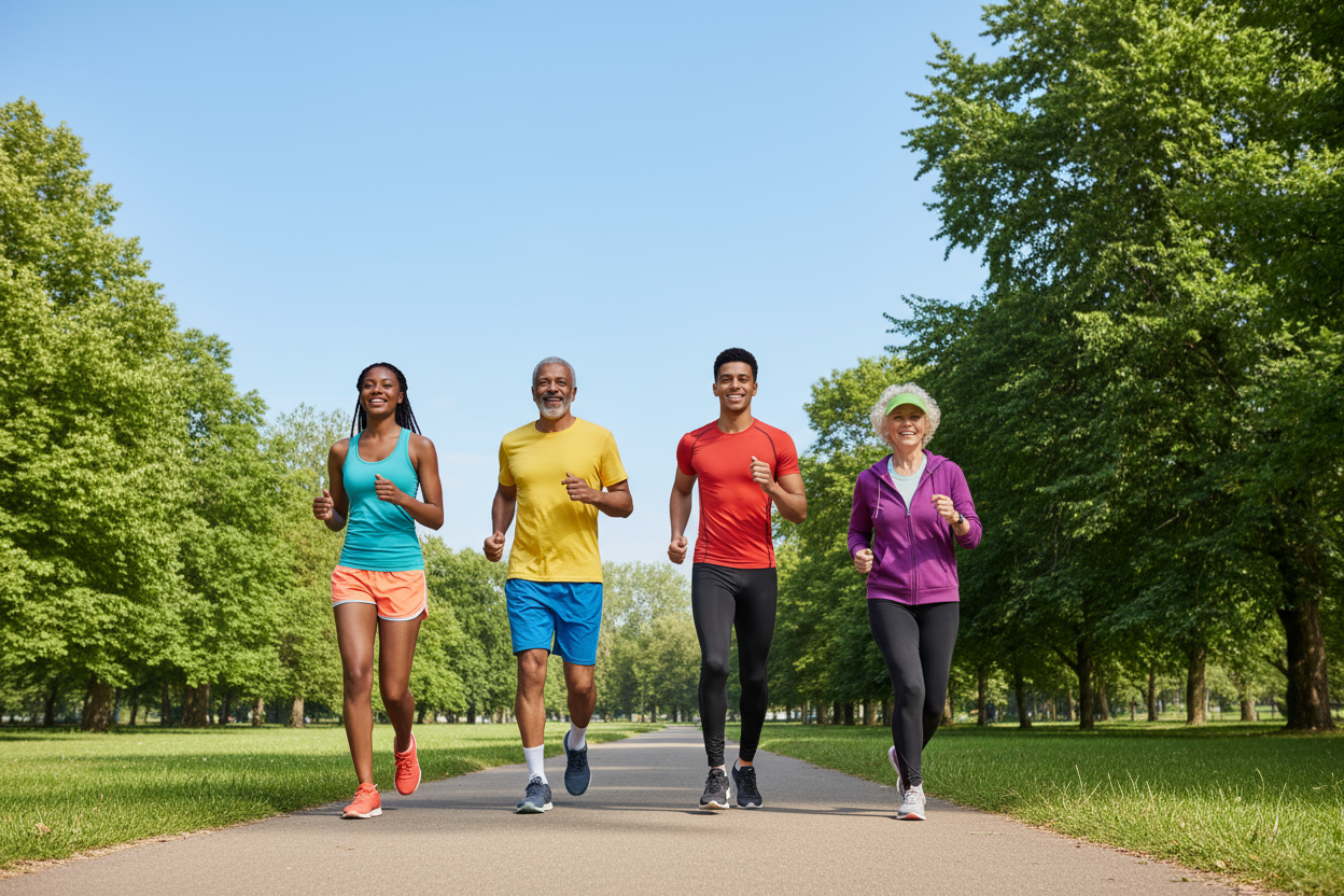 muestra solo 4 deportistas y que estos se encuentren en primer plano y viendo hacia el frente